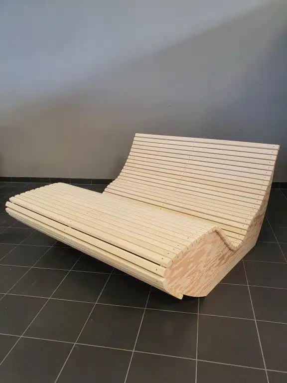 Leżak drewniany 2-osobowy 150cm/150cm/45-75cm